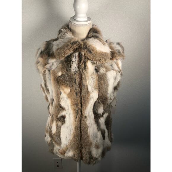 Surell Rabbit Fur Vest in White Heather - S/M - Picture 3 of 5